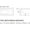 Eurowa Steel Single End 1500x700 2TH Bath & Leg Set - Image 2