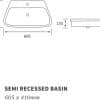 Amyris 605x410mm 1TH Semi Recessed Basin - Image 4