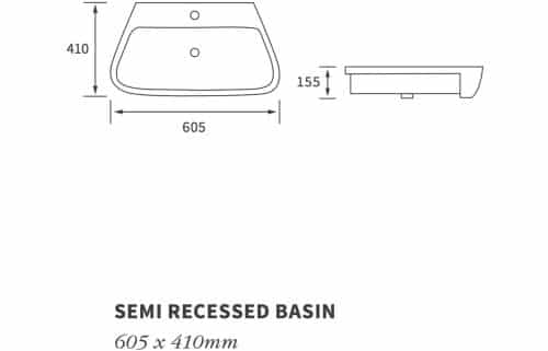 Amyris 605x410mm 1TH Semi Recessed Basin - Image 4
