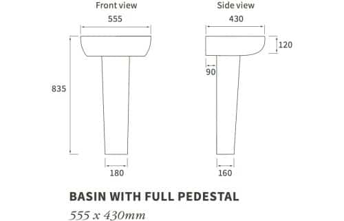 Cilantro 555x430mm 1TH Basin & Full Pedestal - Image 3