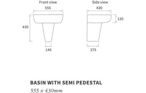 Cilantro 555x430mm 1TH Basin & Semi Pedestal - Image 3