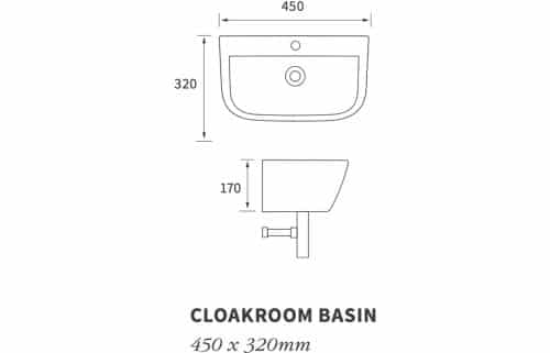 Cedarwood 450x320mm 1TH Cloakroom Basin & Bottle Trap - Image 3