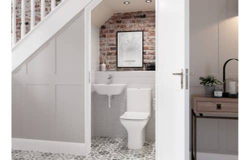 Cedarwood 560x450mm 1TH Basin & Full Pedestal (Boxed) - Image 3