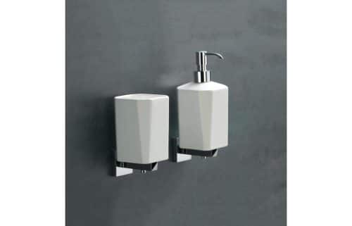 Vitti Wall Mounted Soap Dispenser - Chrome & White - Image 2
