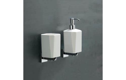 Vitti Wall Mounted Tumbler - Chrome & White - Image 2