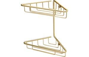 Elena 2-Tier Corner Shower Storage - Brushed Brass