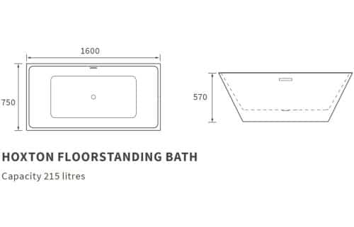Hoxton Freestanding 1600x750x570mm Bath - Image 2