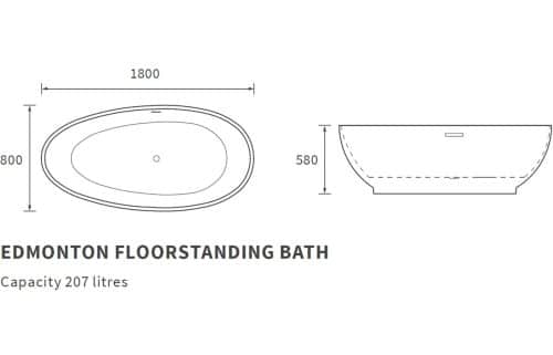 Edmonton Freestanding 1800x800x580mm Bath - Image 3