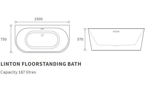 Linton Freestanding 1500x750x570mm Bath - Image 3