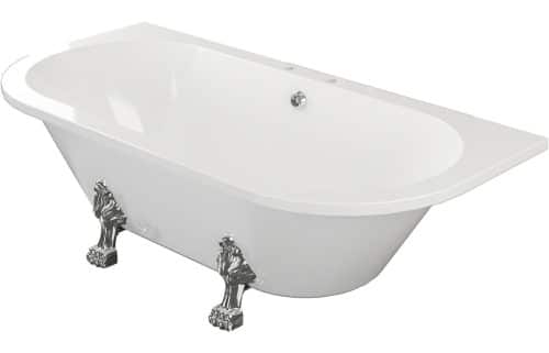 Finchley Freestanding Back To Wall 2TH 1700x800x600mm Bath w/Feet - White - Image 2