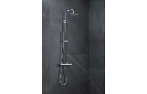Vema Thermostatic Round Bar Valve w/Fixed Head & Riser  - Chrome - Image 2