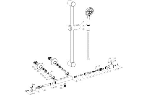 Elara Low Pressure Thermostatic Bar Mixer Shower - Image 2