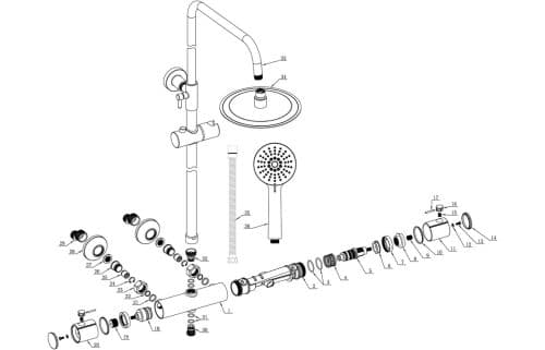 Terra Cool-Touch Thermostatic Mixer Shower w/Riser & Overhead Kit - Image 2