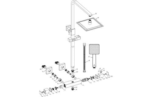 Corvus Thermostatic Bar Mixer w/Riser & Overhead Kit - Image 2
