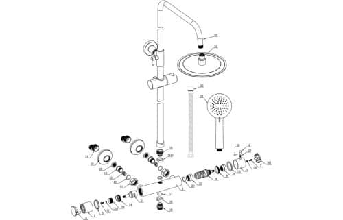 Vela Thermostatic Bar Mixer w/Riser & Overhead Kit - Image 2