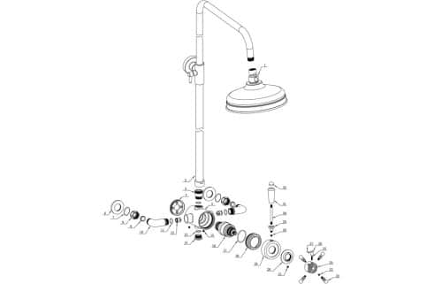Berwick Berwick Shower Pack 2 - Concentric Single Outlet & Overhead Shower Kit - Image 2