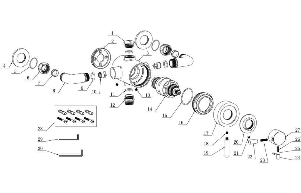 Modern Exposed Thermostatic Shower Valve MPH