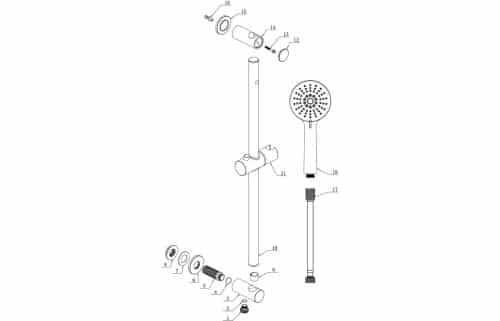 Round Premium Slider Rail Kit w/Elbow & 3 Mode Handset - Image 2