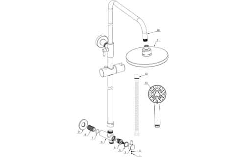 Round Shower Kit w/Overhead & Handset - Image 2