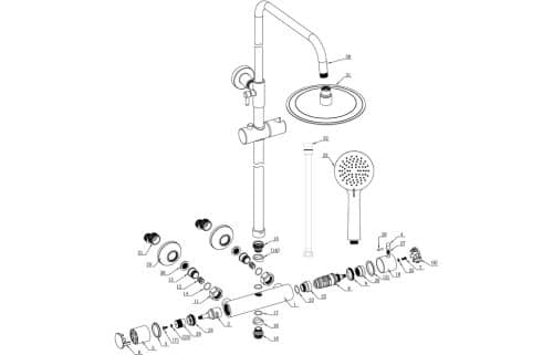 Thermostatic Bar Mixer w/Riser Kit - Brushed Brass - Image 2