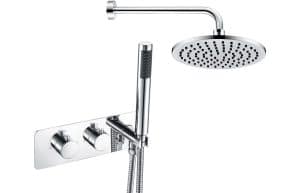 Luna Shower Pack Two - Twin Two Outlet w/Handset & Brass Overhead
