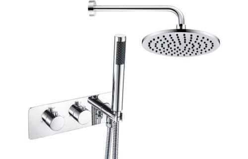 Luna Shower Pack Two - Twin Two Outlet w/Handset & Brass Overhead