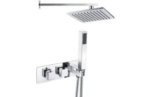 Lyra Shower Pack Two - Twin Two Outlet w/Handset & Brass Overhead