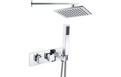 Lyra Shower Pack Two - Twin Two Outlet w/Handset & Brass Overhead