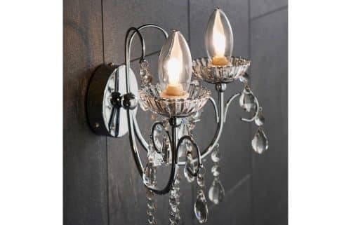 Sparkle 2 Arm Chandelier Wall Light - Chrome - Image 2