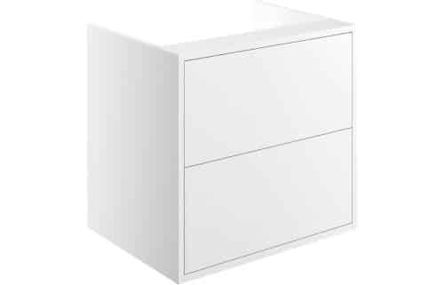 Perla 600mm 2 Drawer Wall Hung Basin Unit (No Top) - Matt White