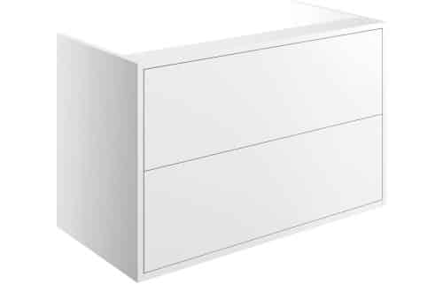 Perla 900mm 2 Drawer Wall Hung Basin Unit (No Top) - Matt White