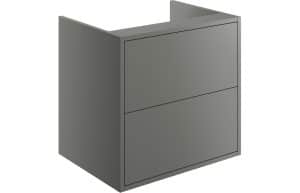 Perla 600mm 2 Drawer Wall Hung Basin Unit (No Top) - Matt Grey