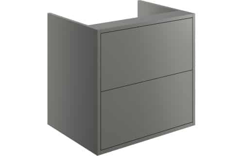Perla 600mm 2 Drawer Wall Hung Basin Unit (No Top) - Matt Grey