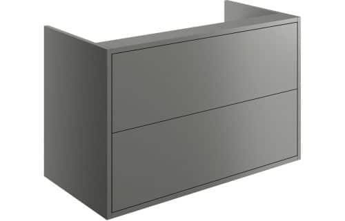 Perla 900mm 2 Drawer Wall Hung Basin Unit (No Top) - Matt Grey