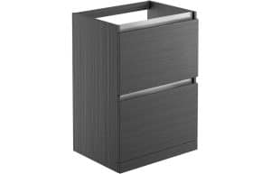 Carino 600mm 2 Drawer Floor Standing Basin Unit (No Top) - Graphitewood