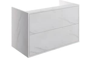 Perla 900mm 2 Drawer Wall Hung Basin Unit (No Top) - Marble