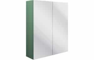 Benita 600mm 2 Door Mirrored Wall Unit - Matt Sage Green