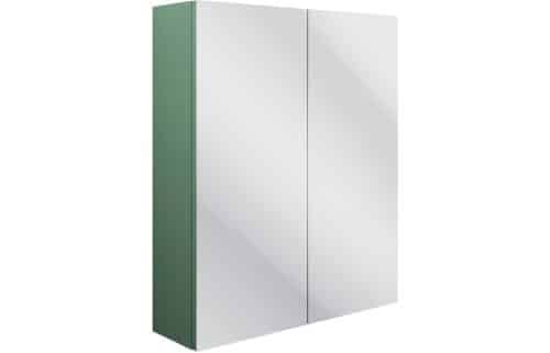 Benita 600mm 2 Door Mirrored Wall Unit - Matt Sage Green