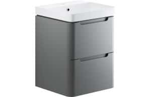 Lambra 500mm 2 Drawer Wall Hung Cloakroom Basin Unit - Matt Grey