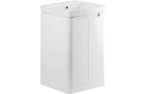 Lambra 500mm 2 Door Floor Standing Cloakroom Basin Unit - White Gloss