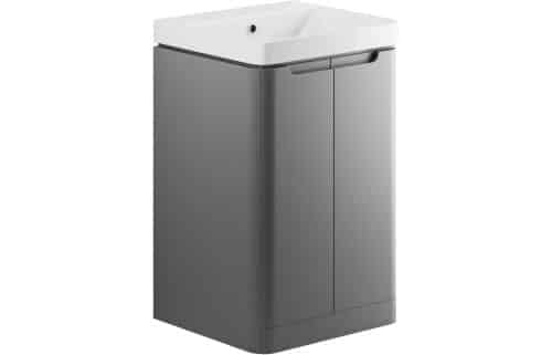 Lambra 500mm 2 Door Floor Standing Cloakroom Basin Unit - Matt Grey