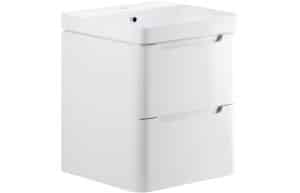 Lambra 600mm 2 Drawer Wall Hung Basin Unit - White Gloss