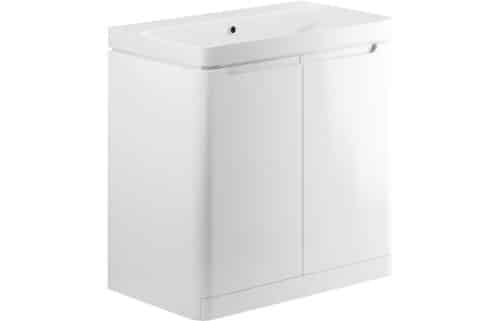 Lambra 800mm 2 Door Floor Standing Basin Unit - White Gloss