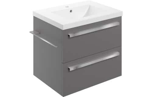 Morina 615mm Wall Hung Basin Unit & Basin - Matt Urban Grey