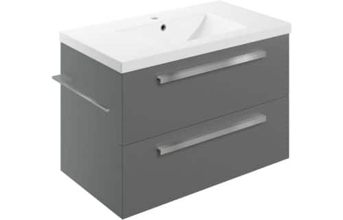 Morina 815mm Wall Hung Basin Unit & Basin - Matt Urban Grey