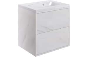 Perla 600mm 2 Drawer Wall Hung Basin Unit Inc. Basin - Marble