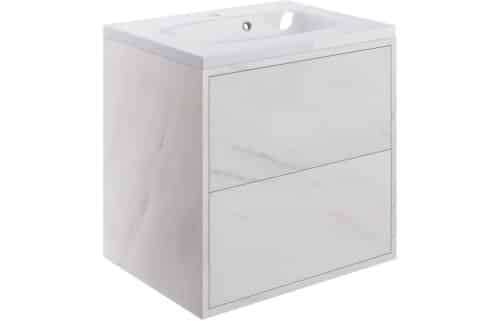 Perla 600mm 2 Drawer Wall Hung Basin Unit Inc. Basin - Marble
