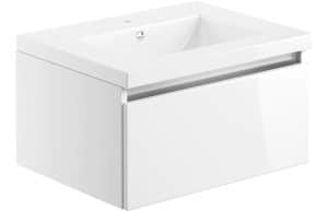 Carino 615mm 1 Drawer Wall Hung Basin Unit Inc. Basin - White Gloss