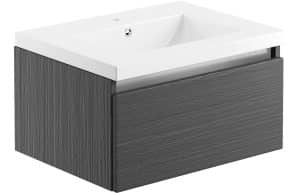 Carino 615mm 1 Drawer Wall Hung Basin Unit Inc. Basin - Graphitewood