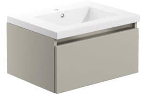 Carino 615mm 1 Drawer Wall Hung Basin Unit Inc. Basin - Latte